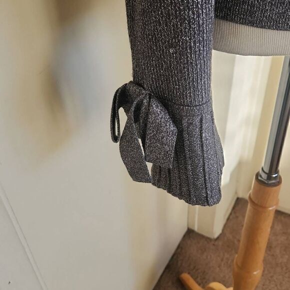 7th Avenue Design Studio Silver Shimmer off the Shoulder Sweater, NWOT, S( wears - Picture 3 of 10